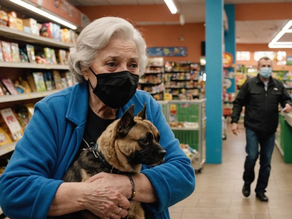 Idosa refém em pet shop com assaltante mascarado