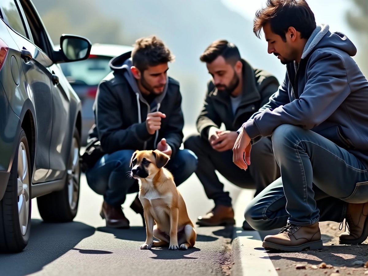 Motoristas chilenos ajudam cachorro atropelado na estrada.